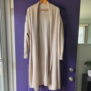 Time and Tru Light Tan Open Cardigan